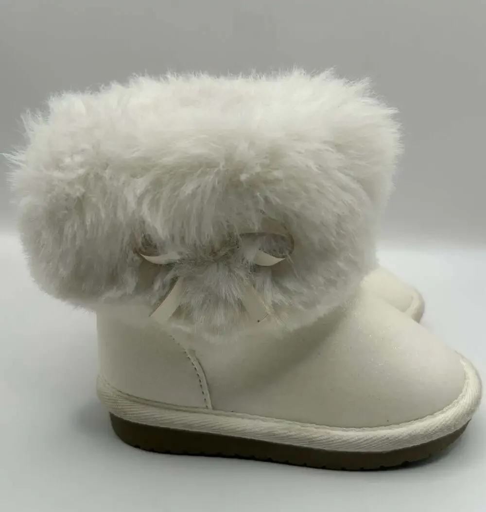 Gymboree Girls Chalet Glitter White Faux Fur Winter Boots Size 5